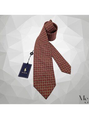 $115 POLO BY RALPH LAUREN Red Life Buoy Silk Tie Handmade In Italy 59”-3.25" NWT